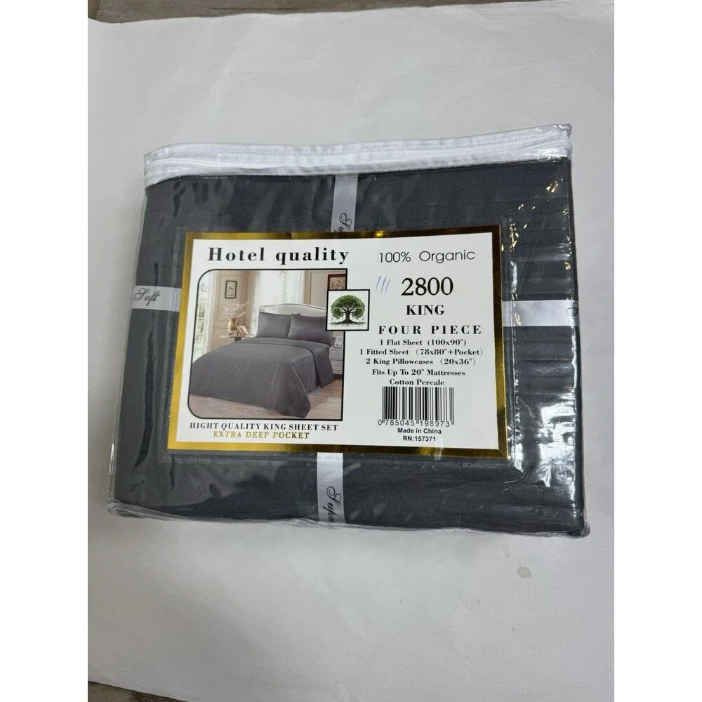 2800 Series 4-Piece King Sheet Set microfiber material Dark Gray Deep Pockets